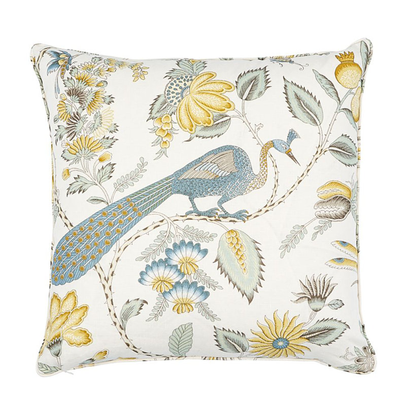 Campagne Pillow, Cadet/Citron, 22" x 22"
