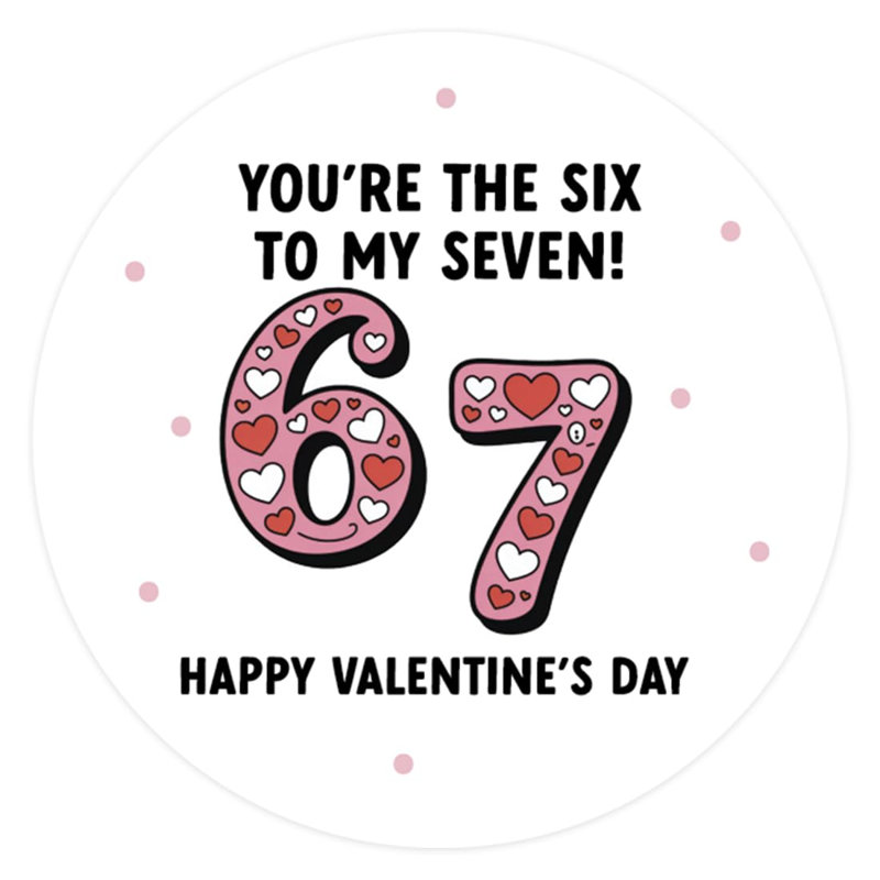 Koyal Wholesale 40Pk 67 Valentine 2In Autocollants «The Six To My Seven»