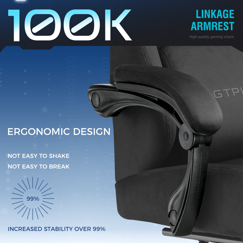 GTPLAYER GAMING CHAIR Adjustable Reclining Ergonomic Swiveling PC & Racing Game Chair, Black
