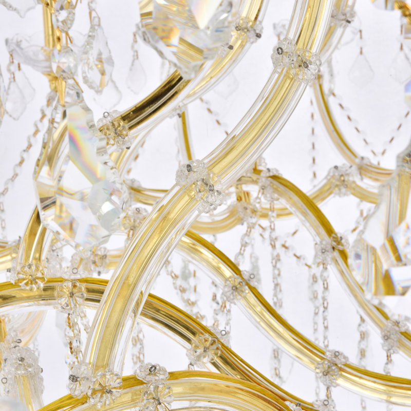 Stockard 49 - Light Glass Tiered Chandelier, Gold / Crystal (Clear) / Royal Cut