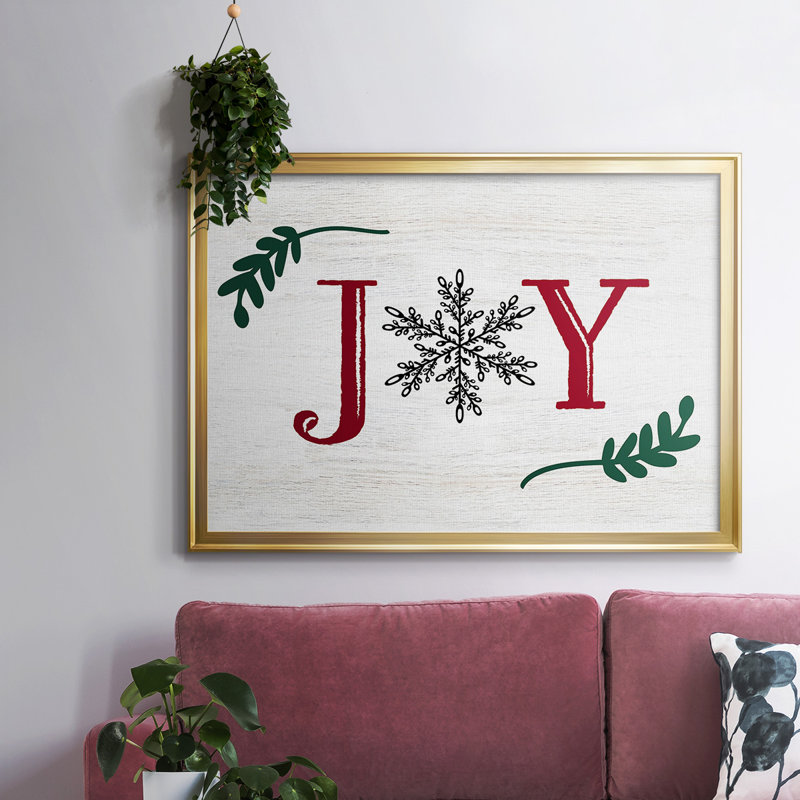 Joy, flocon de neige, Toile encadrée noire, H 30 po x l 44 po x P 1,5 po