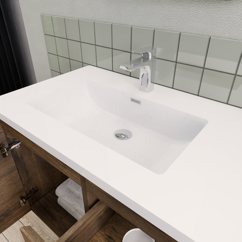 Meuble-lavabo double 60 po Alcester Ivy Bronx, Palissandre