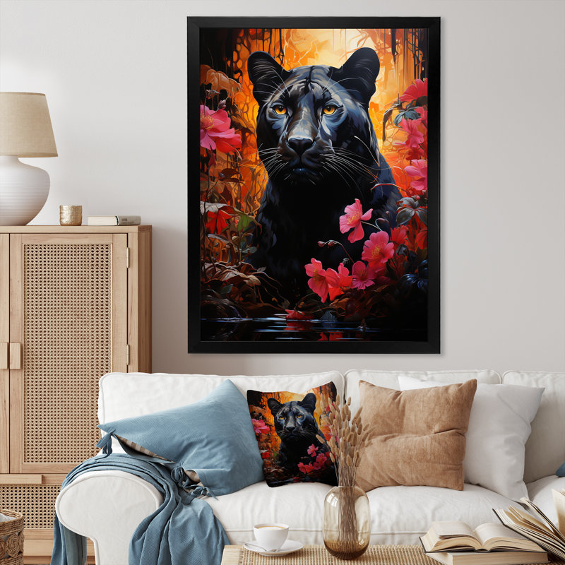 «Black Pink Panther», reproduction sur toile, H 32 po x l 16 po x P 1 po, Cadre photo noir