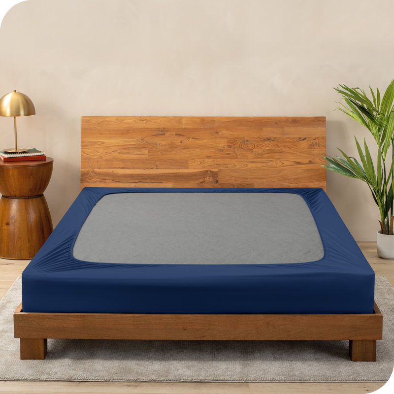 Housse de sommier enveloppante, Bleu foncé, Très grand