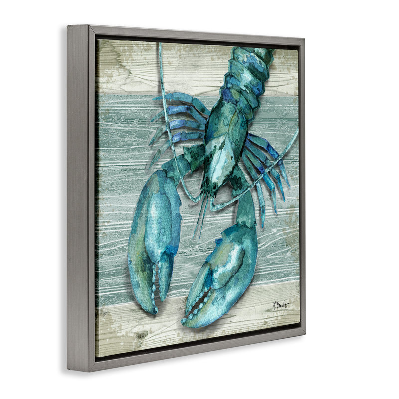 Northife Lobster Sealife rustique, Cadre flottant gris lustré, H 18 po x l 18 po