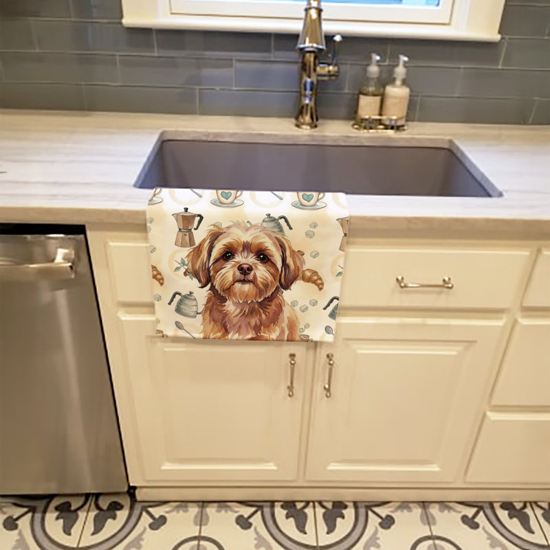 Liver Shih Tzu Coffee Bar Kitchen Towel, Liver Shih Tzu