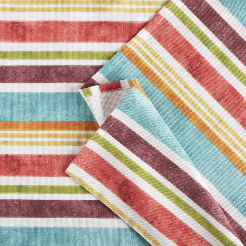 Fiesta Cameron Stripe Tropical Tablecloth, Beige/Orange/Blue, 120" x 60"