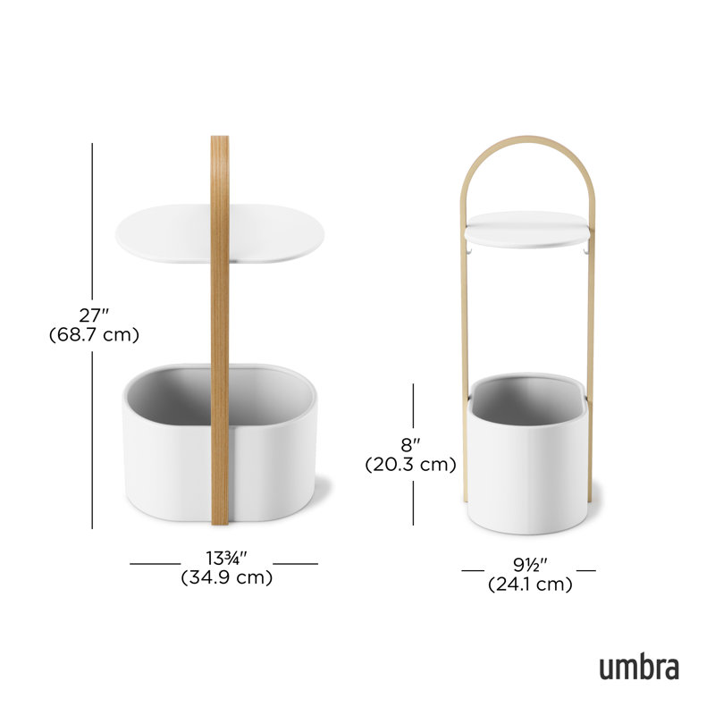 Bellwood Modern Round Wood & Metal End Table with Cable Management