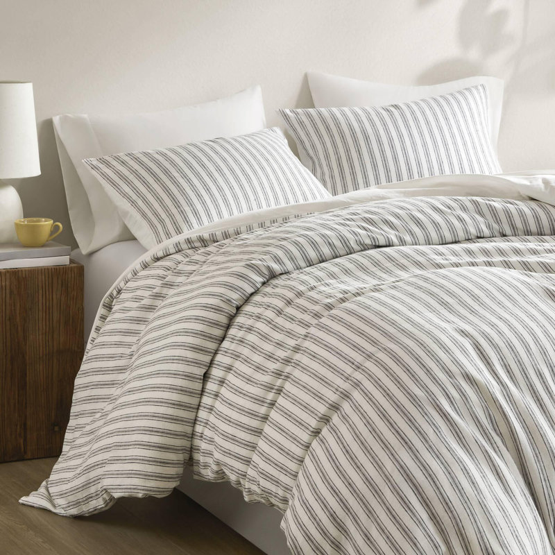 Linen-cotton-rayon Duvet 3 Piece Set, California King Duvet Cover + 2 Standard Shams, Multicolor