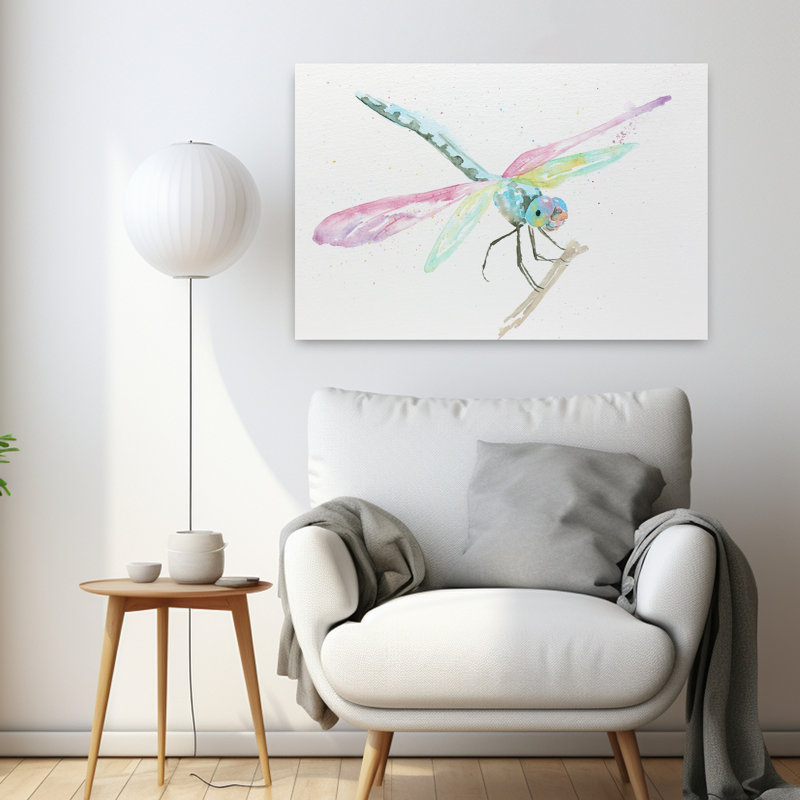 Libellules sur une branche aux couleurs pastel, délicat libellule délicate, H 36 po x l 24 po