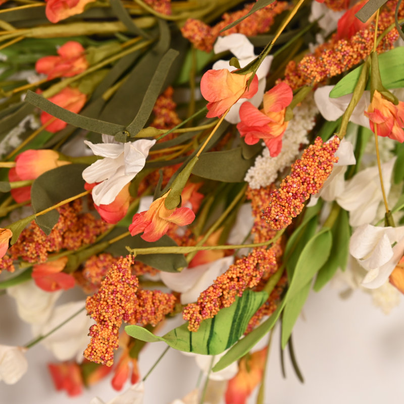 Couronne d'automne 22 po à motif de feuilles de blé et de fleurs sauvages