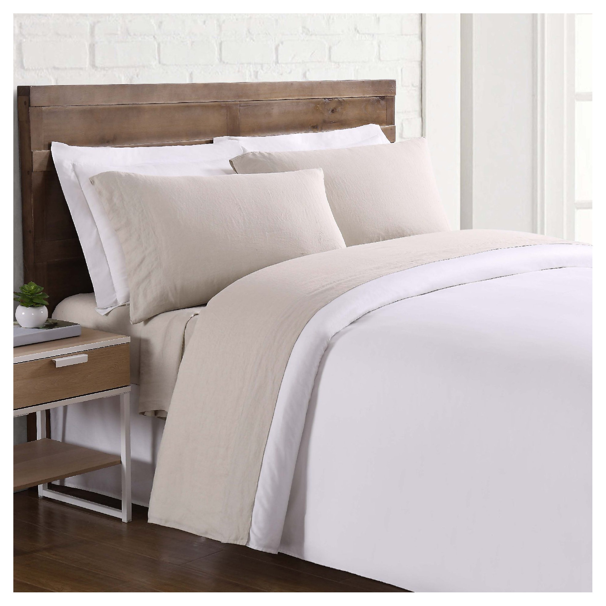 Nena 100% Linen Standard Sheet Set, Full / Queen, Natural