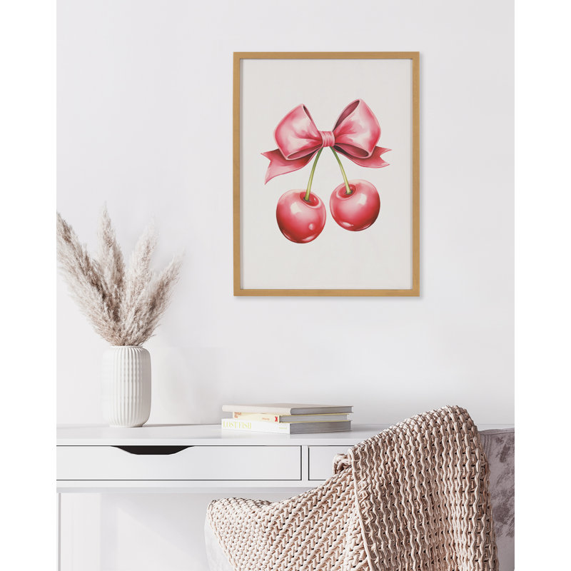Drumheller Cute Hair Bow Wall Art, Gold Framed, 12.65" H x 16.65" W