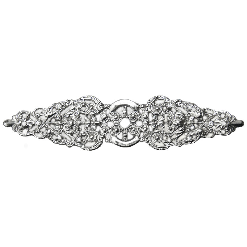 Écusson allongé Juliane Grace avec 18 cristaux Swarovski transparents, Chrome