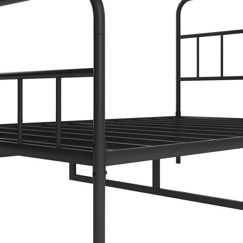 Structure de lit plateforme en métal pour grand lit avec tête de lit, fabrication, aucun sommier tapissier, sommeil tranquille, noir pour grand lit, saut à ressorts en fer, repos nocturne,