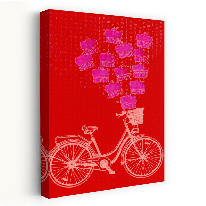 «Whimsical Bike Crowns», reproduction d'art rétro rétro, 18" H x 12" W