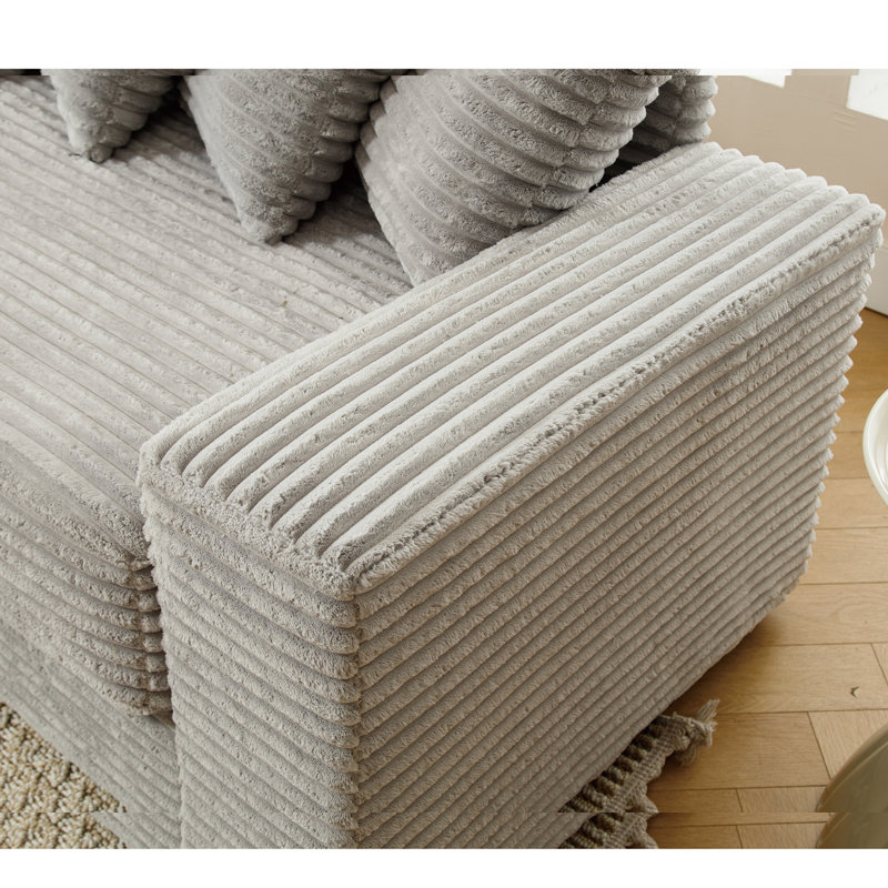 Oversized Two-Piece  Couches,L Shaped Sofa, Corduroy, Right Chaise Daybed,with Armrests,Eight Throw Pillows,Corner Sofa
