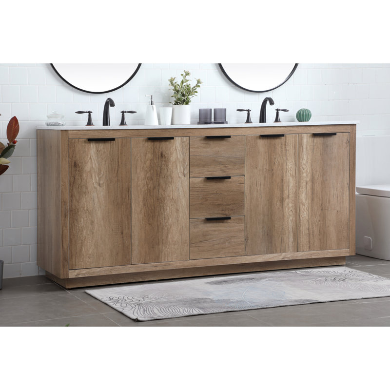 Broadlands 72'' Double Bathroom Vanity with Engineered Marble Top