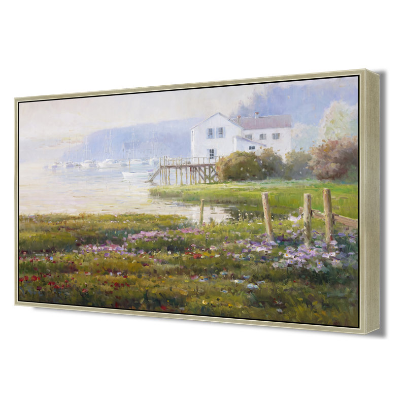 Villa By The Misty Shore Print, 32" H x 42" W, Brown