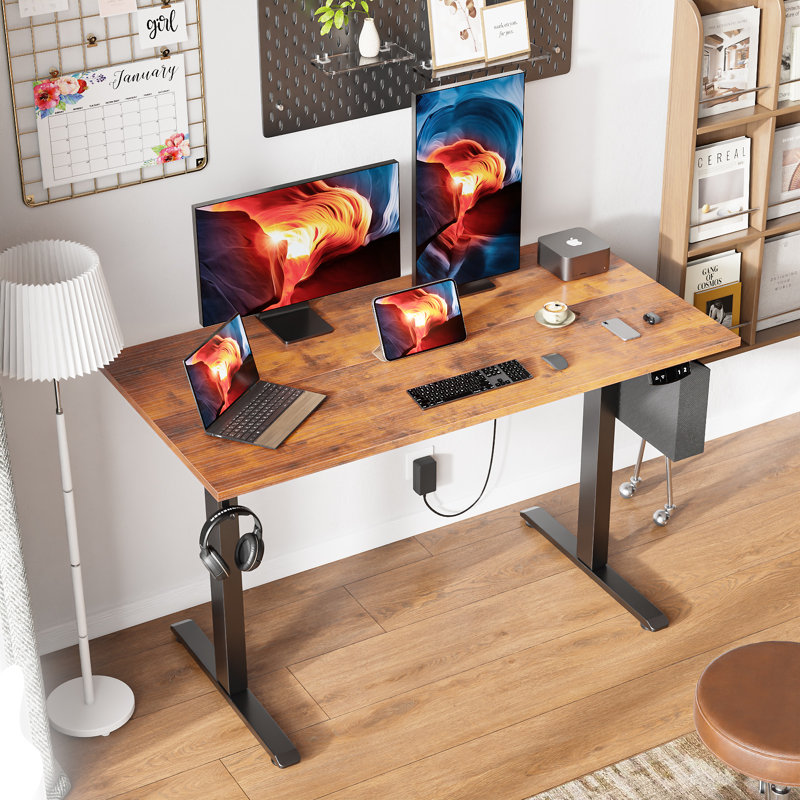 Bureaux debout et réglables en hauteur, Brun / Noir, H 47,2 po x l 47,2 po x P 23,6 po