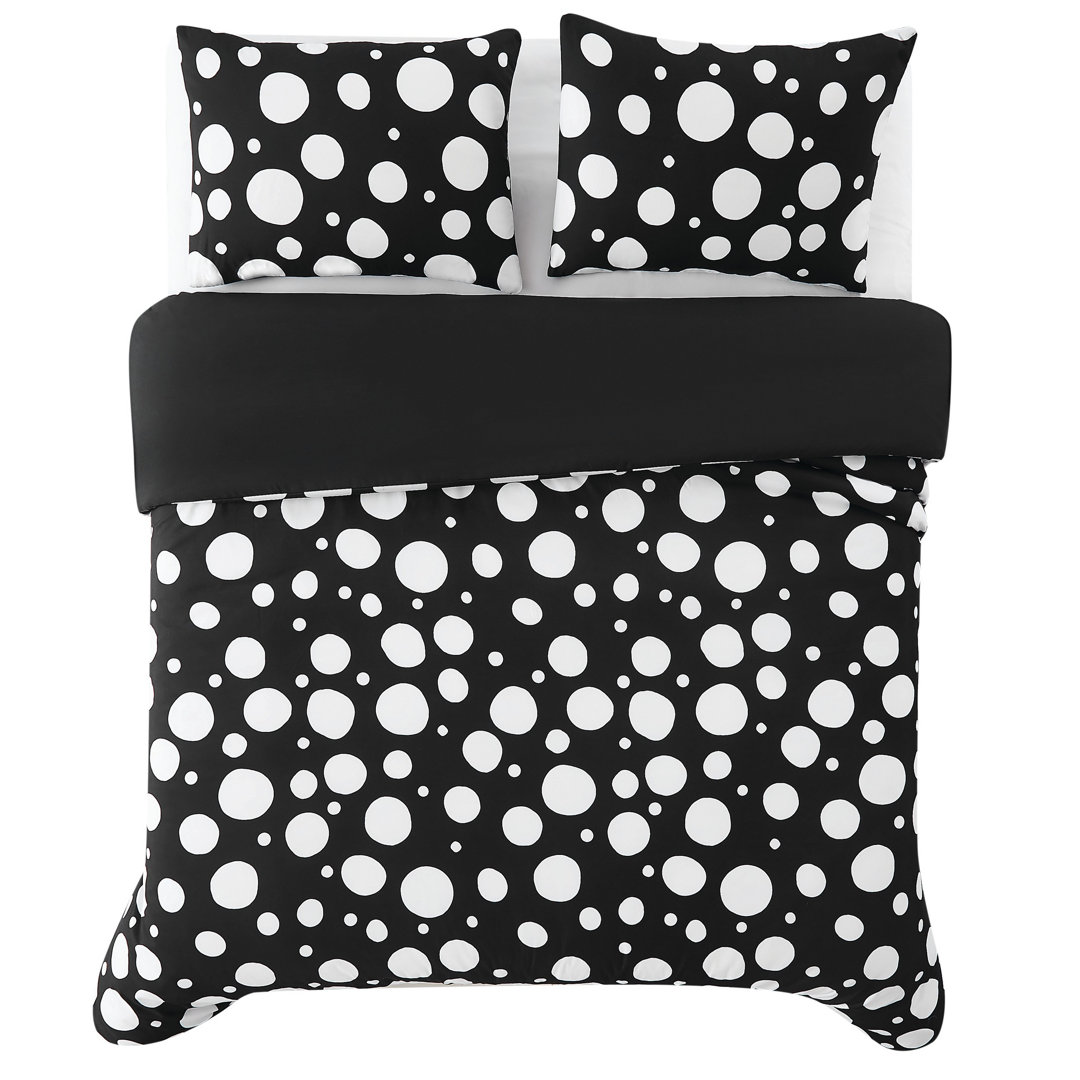 Sophia Black/White Polyester Duet Cover Set Truly Soft 