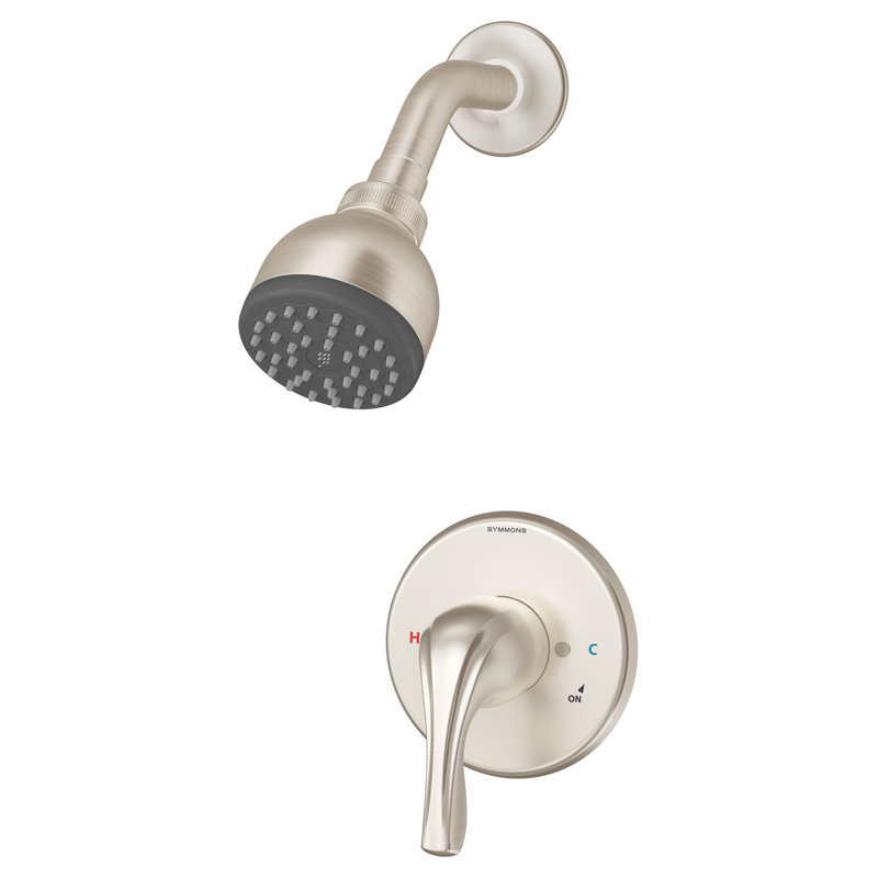 Origins Single Handle Wall Mounted Shower Trim Kit with 1.5 GPM Single Spray, Satin Nickel