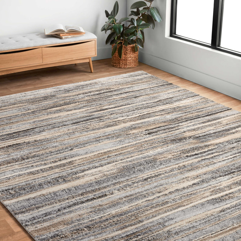 Tapis gris tissé à la machine Ballymena, Rectangle 7 pi 10 po x 10 pi 10 po