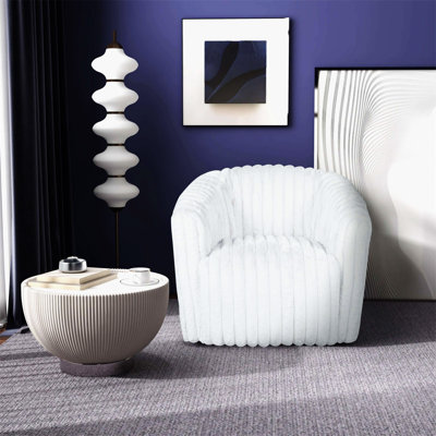 Fauteuil pivotant en velours blanc Mira