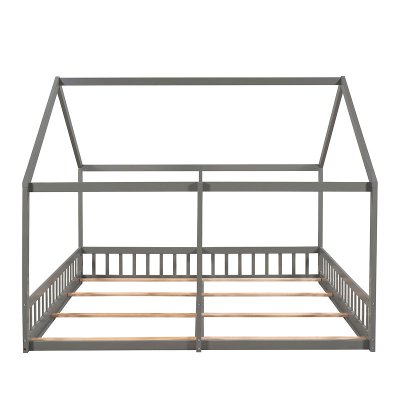 Lit plateforme simple, deux lits partagés, Gris