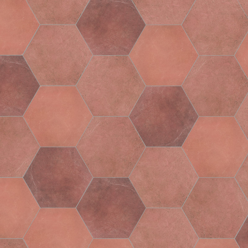 Heritage Hex 7" x 8" Porcelain Stone Look Wall & Floor Tile, Wine