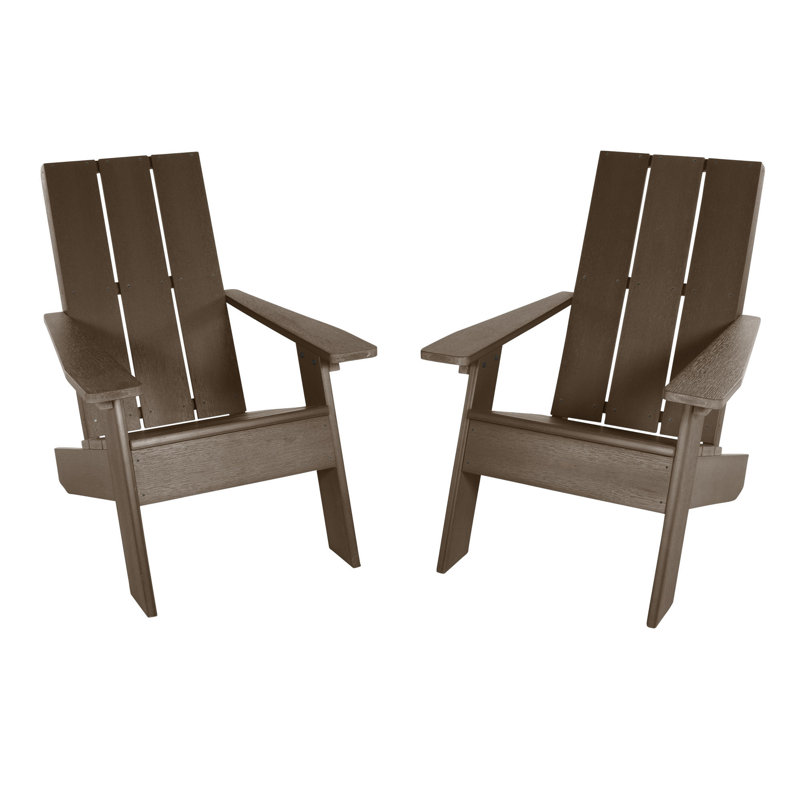 Calafell Outdoor Adirondack Set, Weathered Acorn