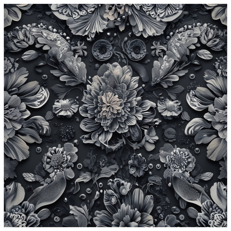 Housses de couette à arrangement floral monochrome, Grand lit