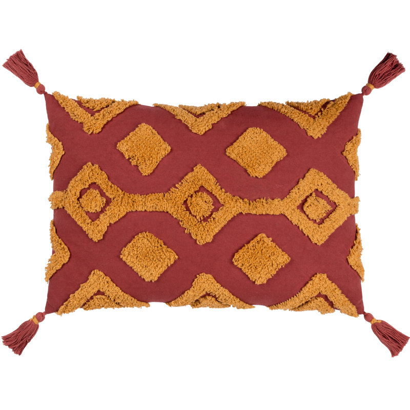 Dharma Geometric Rectangular Cushion, Red/Yellow