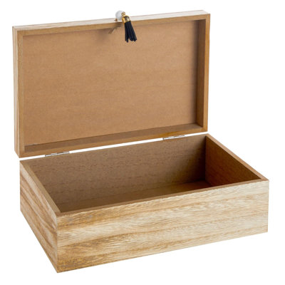 Boîte décorative en bois avec couvercle à charnière, boîte à bijoux brune et bibelot pour table basse et table de chevet