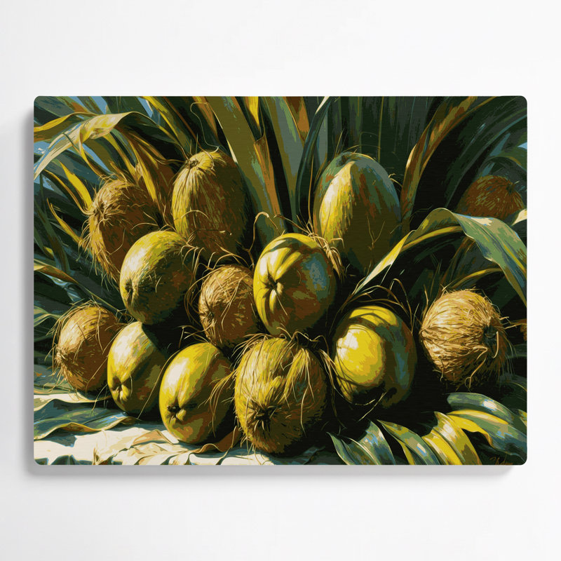 Hawaiian Coconuts Green, art mural en métal