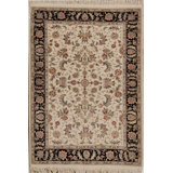 Hand-Knotted High-Quality Ivory Area Rug