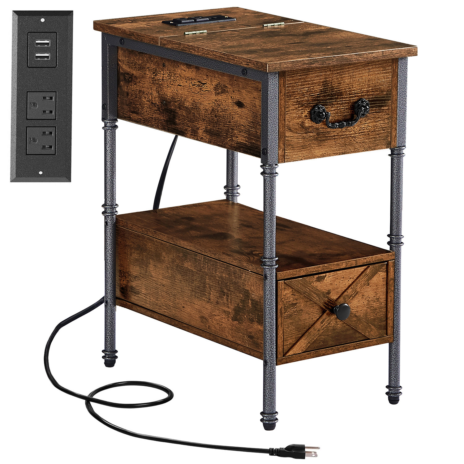 Trent Austin Design® Kempst 2- Drawer End Table and Built-In Outlets ...