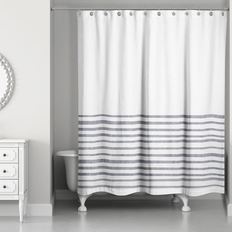 Rideau de douche rayé simple, Bleu marine