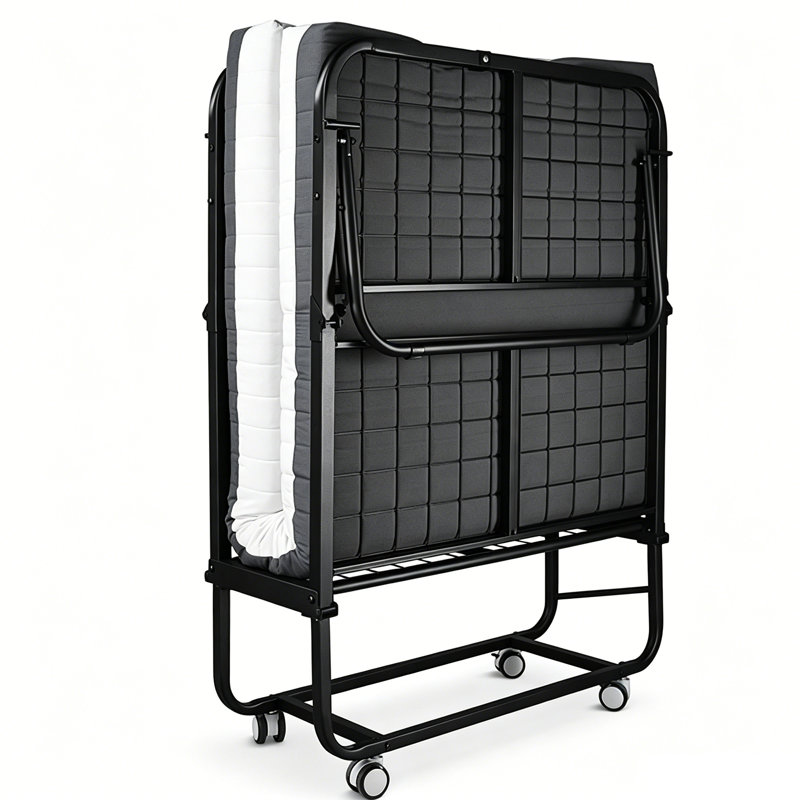 Lit pliant avec matelas, lit d'invité portable sur roulettes, L 75 po x l 46 po
