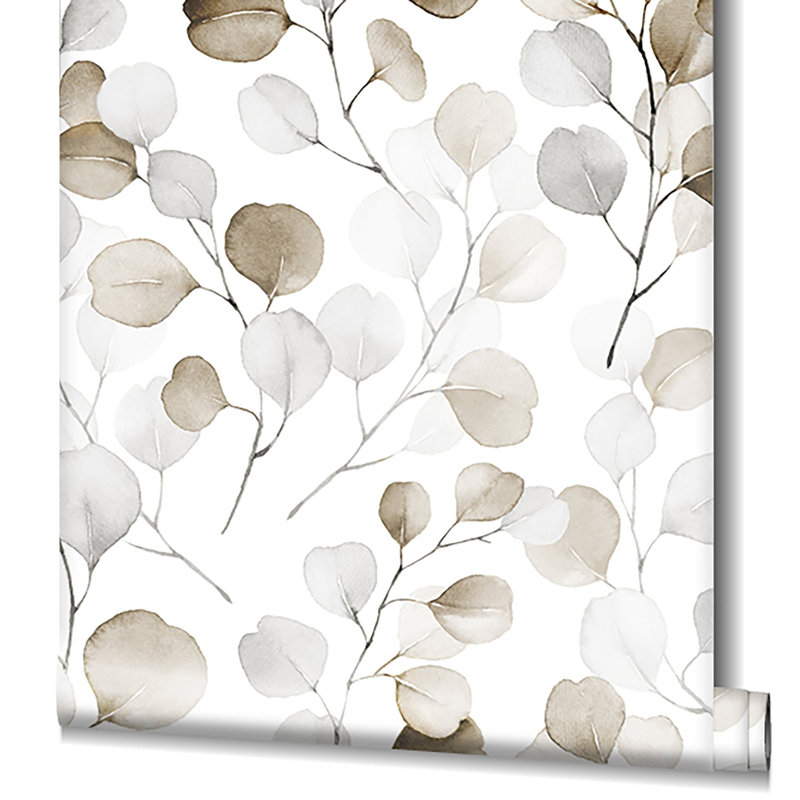 Rouleau de papier peint à motif de feuilles d'eucalyptus Flora Collection, Argent argent