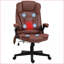 Fauteuil de massage avec vibration à 6 points Fauteuil de direction inclinable et chauffant avec dossier haut et accoudoirs rembourrés, télécommande, microfibre | Rouge cramoisi-1878421275