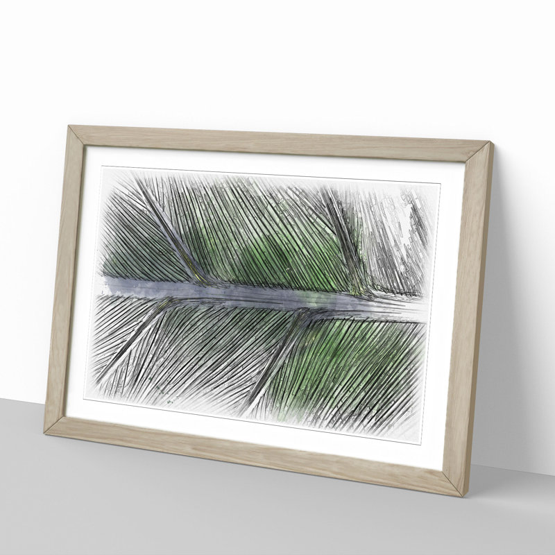 Leaf Detail - Picture Frame Drawing, 27cm H x 36cm W x 2cm D, Oak Framed