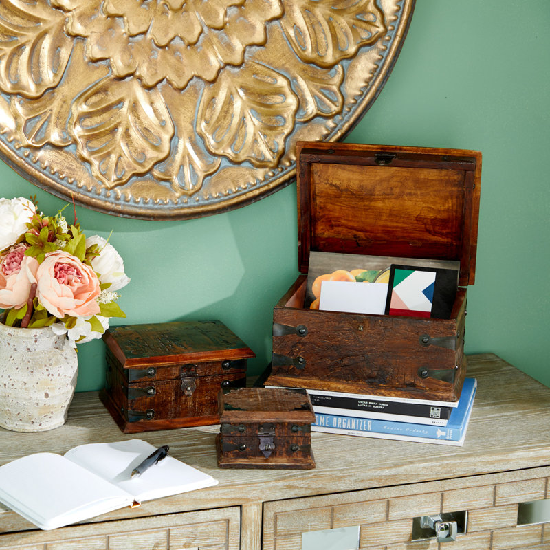 Maliah 3 Piece Wooden Decorative Box Set