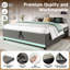 Hydraulic Storage Bed Frame, Grey No Headboard Linen Bed With App Control Led Lights, Side Charging Station & Side Pockets, Metal-wood Support, No Box Spring Needed-914839793