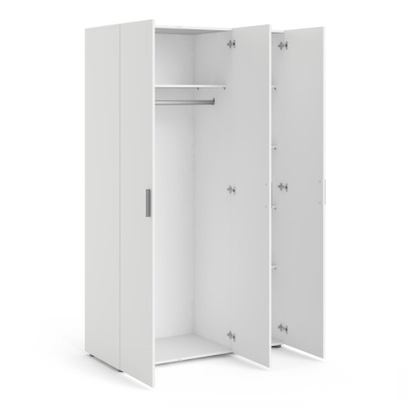 Diamone 3 Door Manufactured Wood Wardrobe, White
