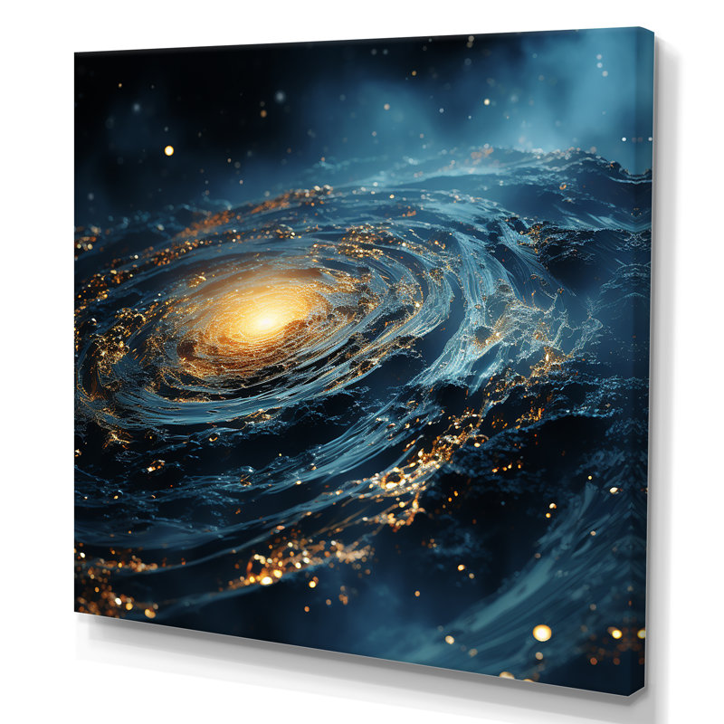 Glorying Galaxy Black Hole - Abstract Spirals, art mural, H 36 po x l 36 po x P 1,5 po, Toile tendue