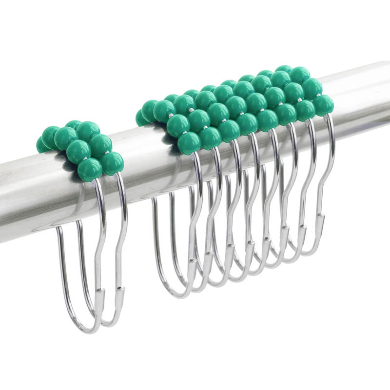 Ensemble de 15 pièces de tapis de bain en chenille moelleux vert sarcelle avec rideau de douche et crochets floraux