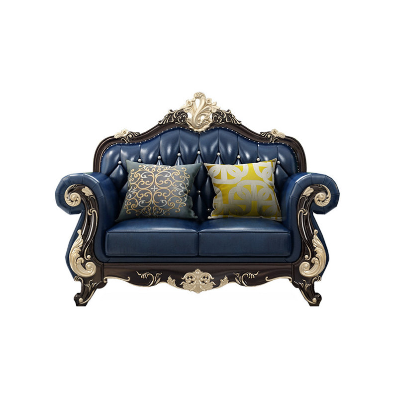 Causeuse en cuir véritable avec accoudoirs roulés de 68,8 po European Light Luxury