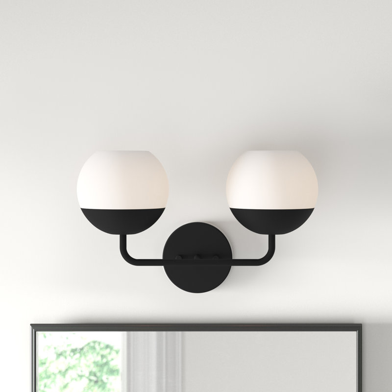 Avoca 2 Light Frosted Dimmable Vanity Light, Midnight Black