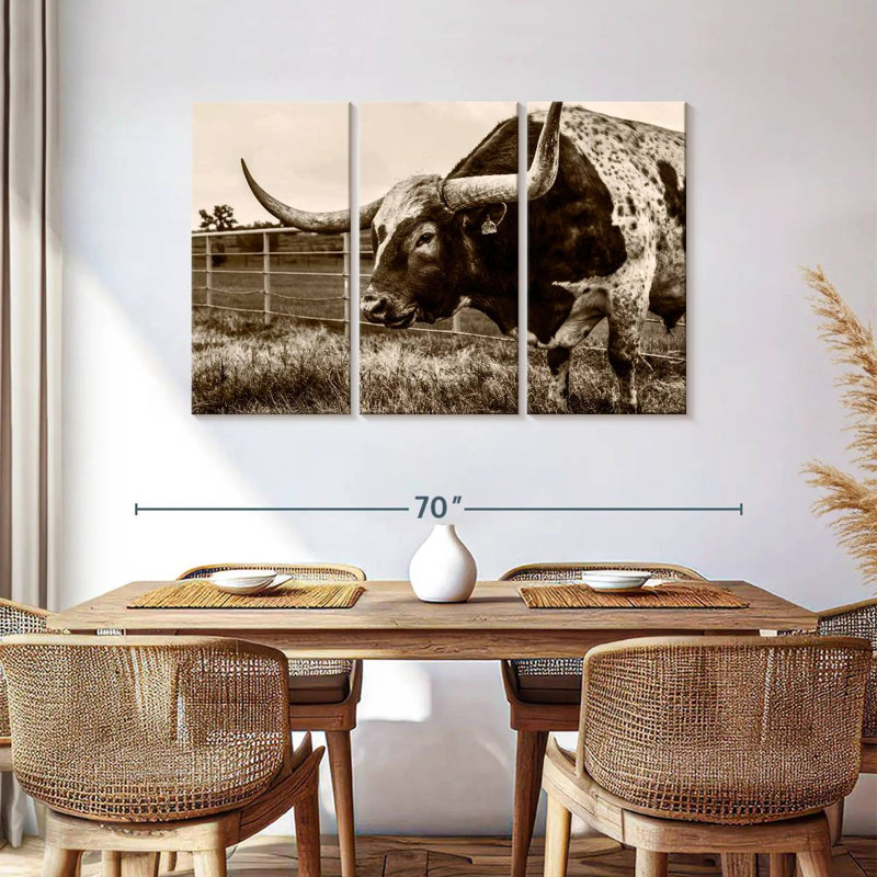 Sepia Longhorn, 36" H x 57" W